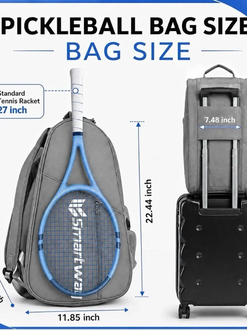 Smartway Gray 40L Pickleball Bag